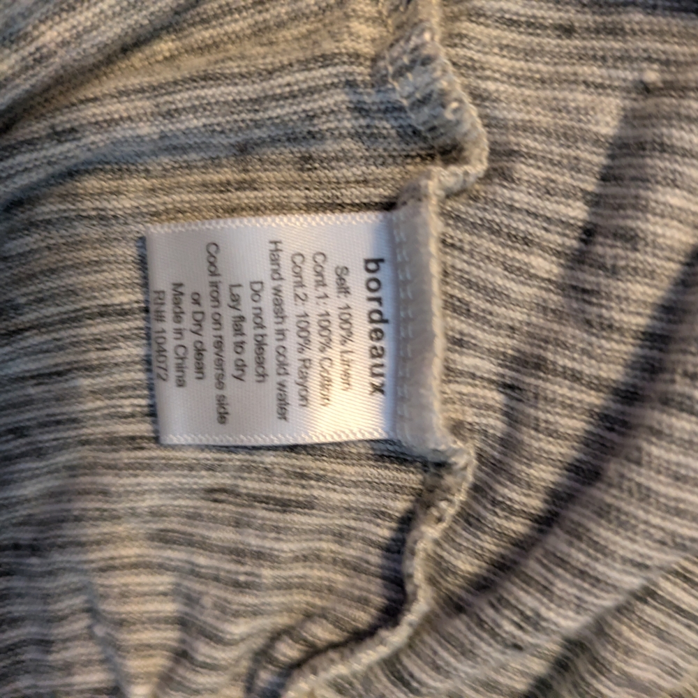 Bordeaux Cream Lace and Gray Striped Blouse - Picture 5 of 5